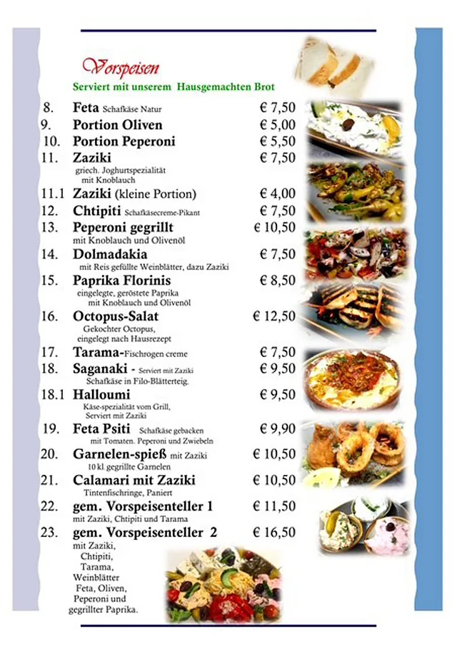 Restaurant Hellas im Ostseebad Boltenhagen griechische Spezialitäten Salate